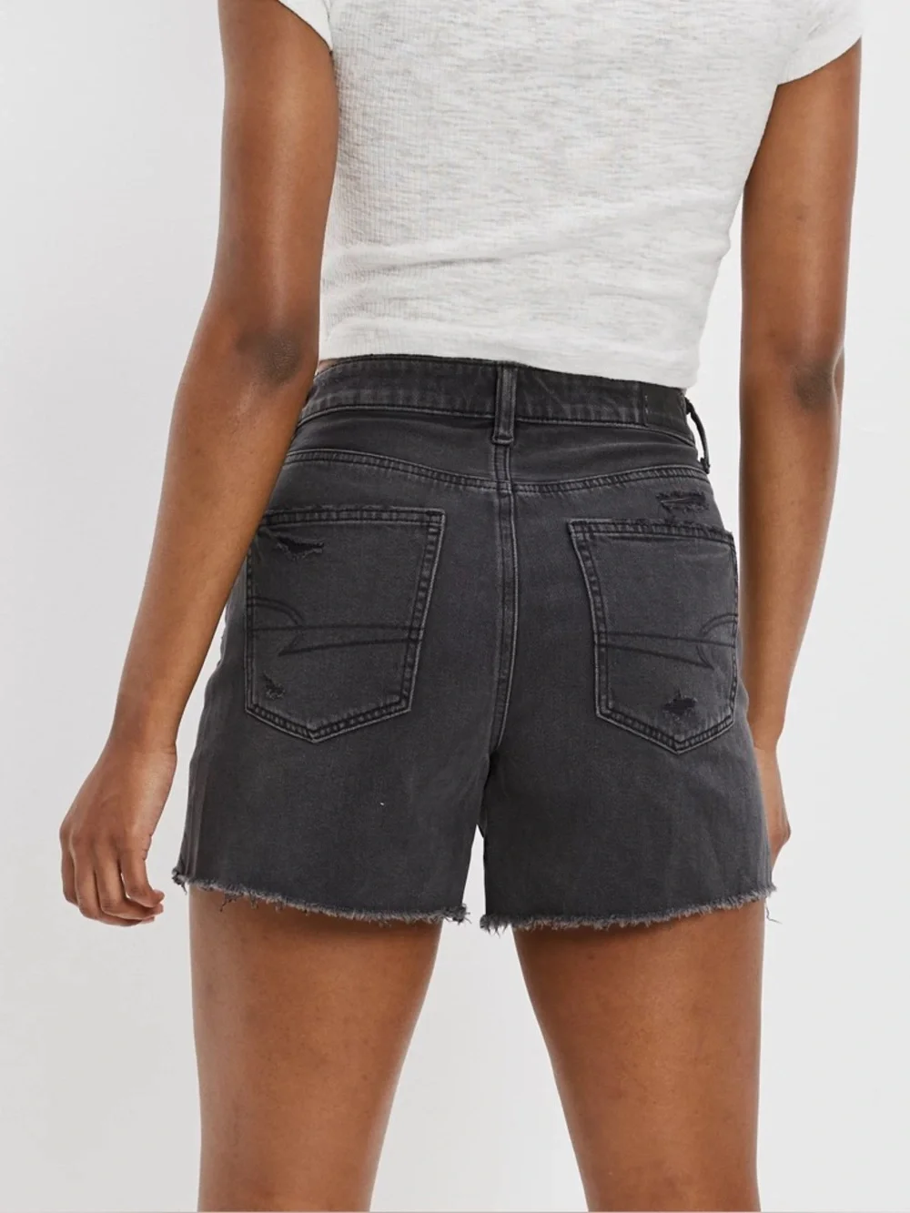 NWT American Eagle High Waist Baggy Black Wash Denim Shorts size 6